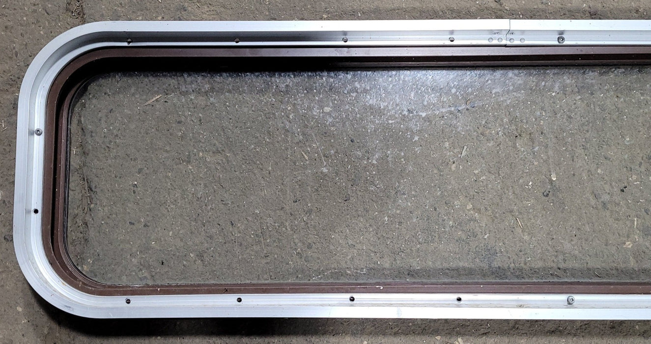 Used Black Radius Non-Opening Window : 42 1/4" W X 12" H X 1 3/4" D