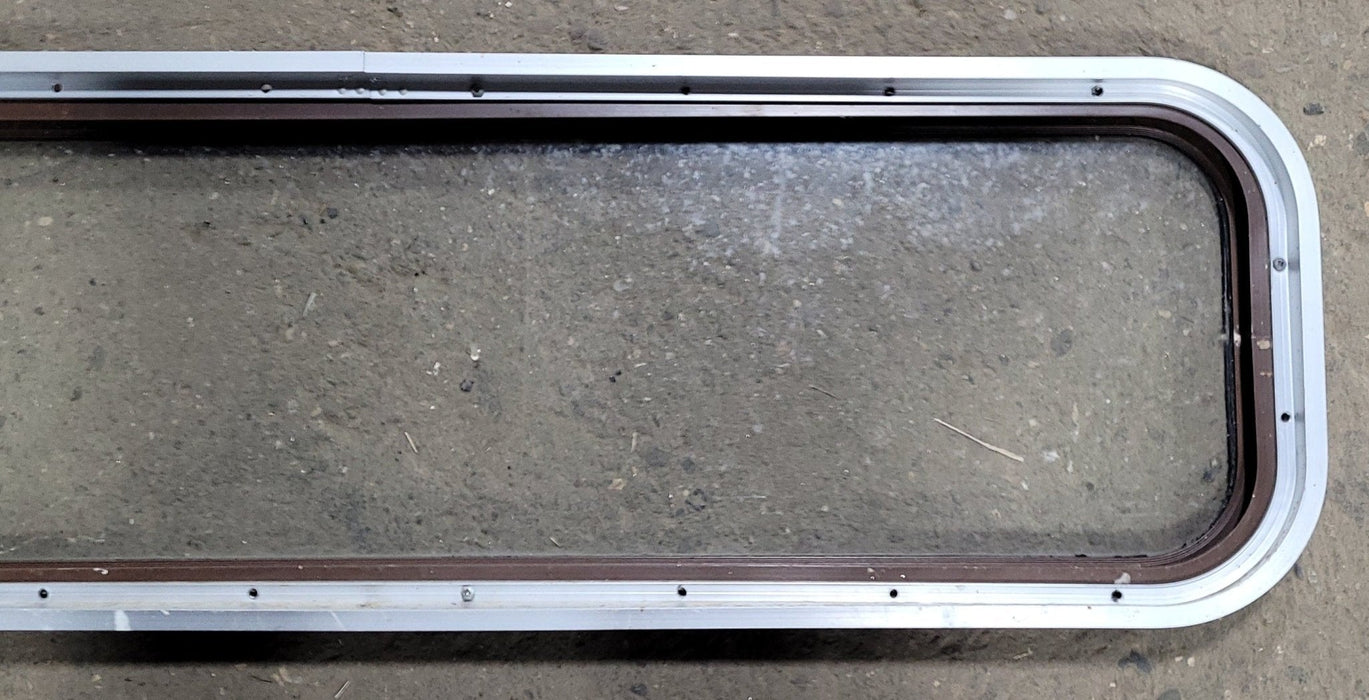 Used Black Radius Non-Opening Window : 42 1/4" W X 12" H X 1 3/4" D