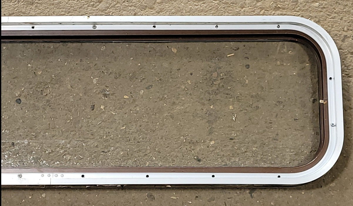Used Black Radius Non-Opening Window : 42 1/4" W X 12" H X 1 3/4" D