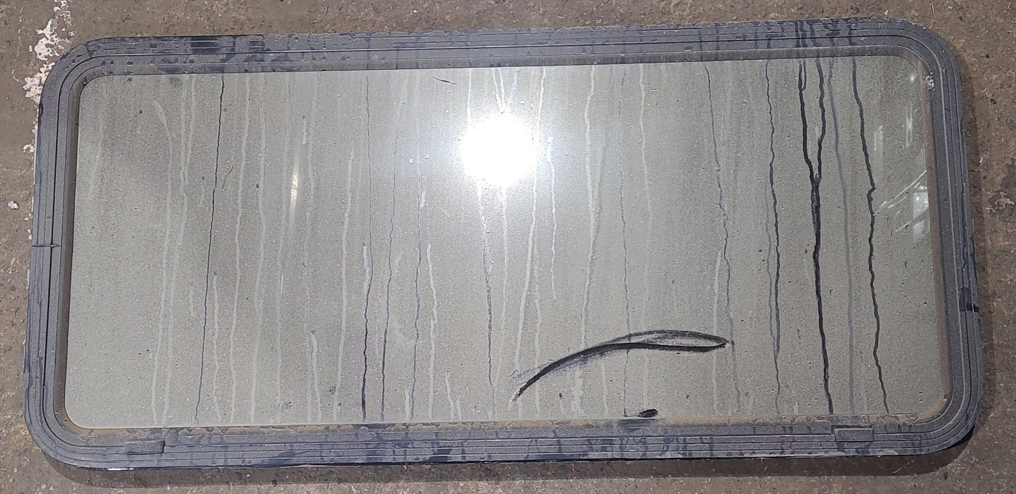 Used Black Radius Non Opening Window : 47 1/2" W x 21 1/2" H x 1 3/4" D - Young Farts RV Parts