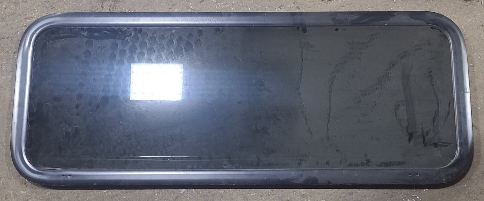 Used Black Radius Non Opening Window : 47 3/4" W X 17 3/4" H X 1" D - Young Farts RV Parts