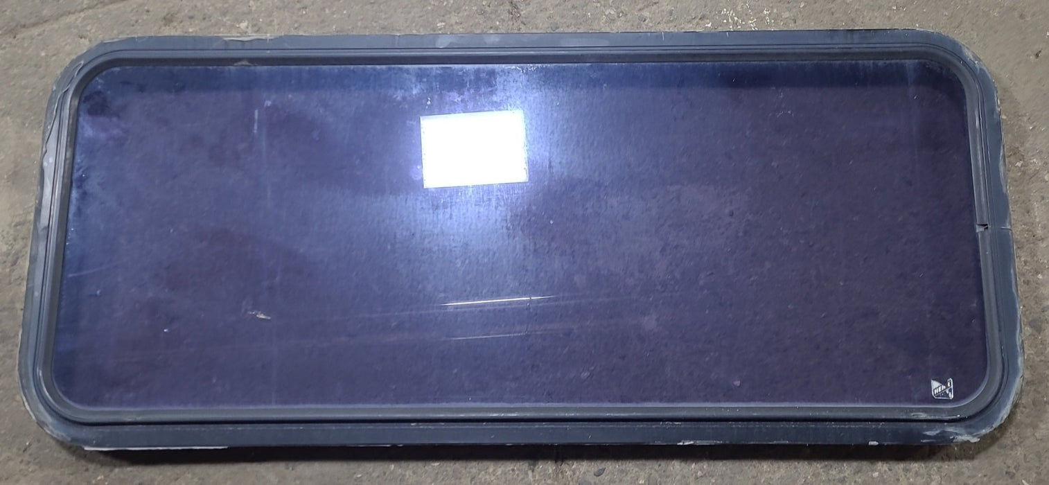 Used Black Radius Non Opening Window : 48 1/4" W x 19 3/4" H x 2" D