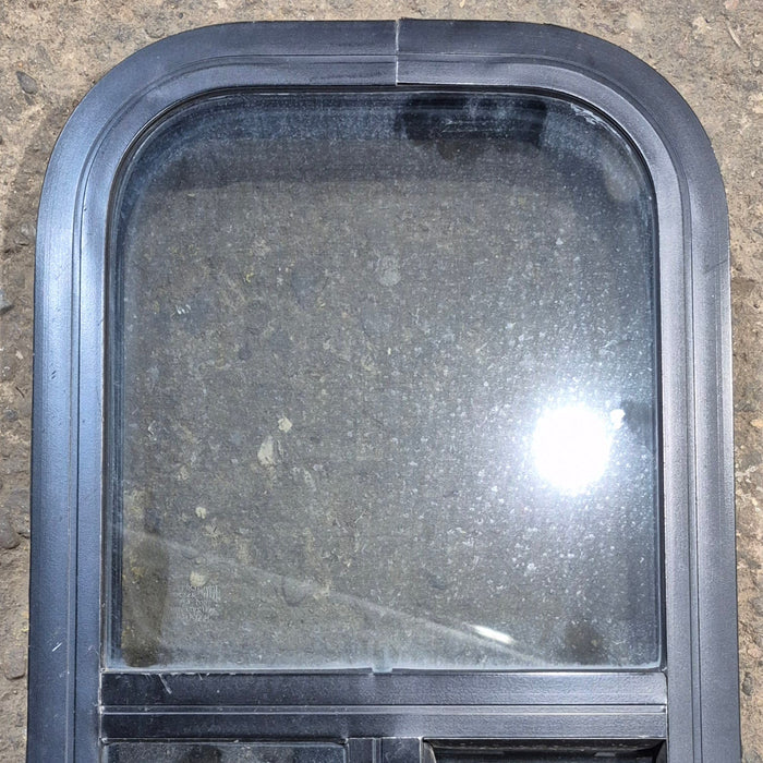 Used Black Radius Opening Window : 11 1/2" W x 21 1/4" H x 1 3/4" D - Young Farts RV Parts