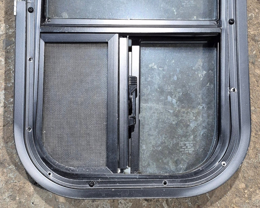 Used Black Radius Opening Window : 11 1/2" W x 21 1/4" H x 1 3/4" D