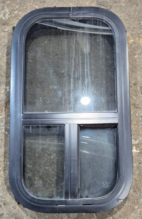 Used Black Radius Opening Window : 11 1/2" W x 21 1/4" H x 1 3/4" D - Young Farts RV Parts