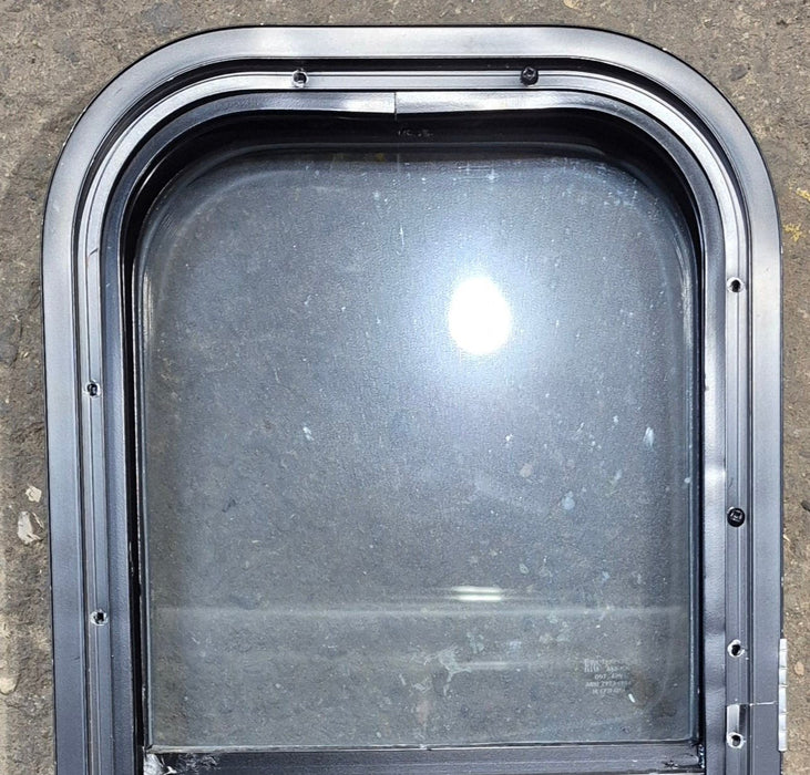 Used Black Radius Opening Window : 11 1/2" W x 21 1/4" H x 1 3/4" D