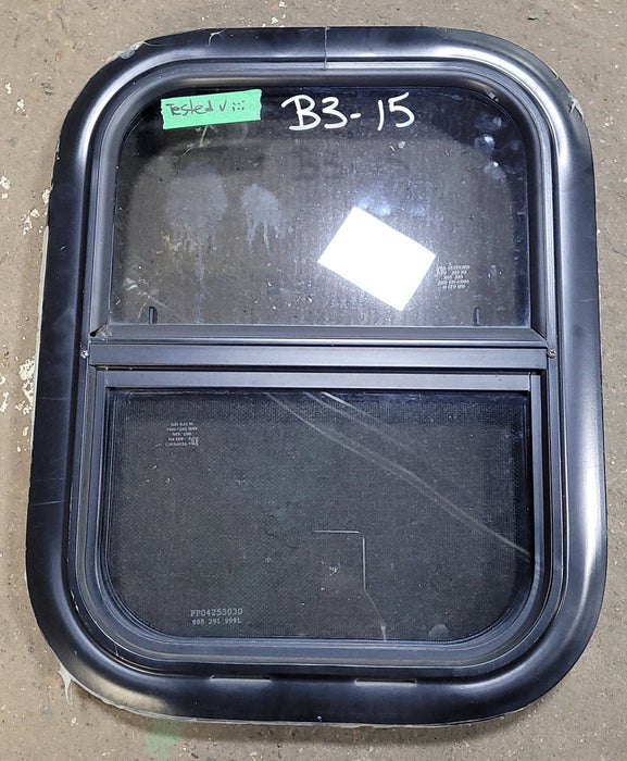 Used Black Radius Opening Window : 13 1/2" W X 17 1/2" H X 2" D