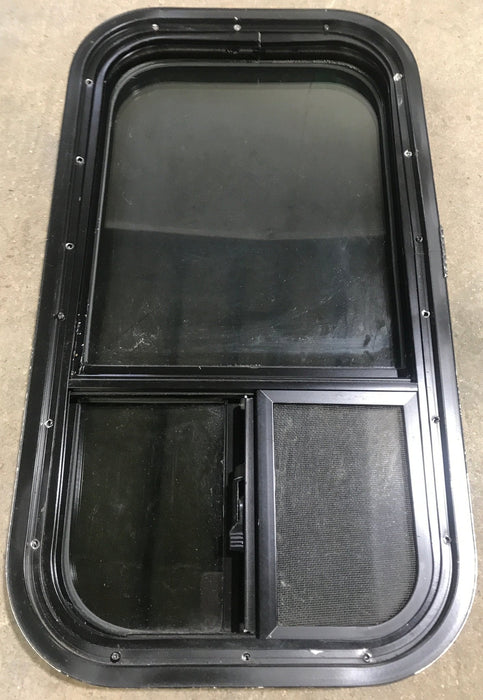 Used Black Radius Opening Window : 13 1/2" W x 25 1/2" H x 1 7/8" D