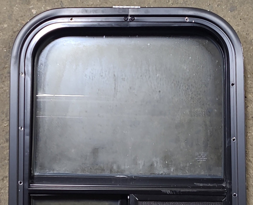 Used Black Radius Opening Window : 15 1/2" W x 21 1/2" H x 1 7/8" D - Young Farts RV Parts