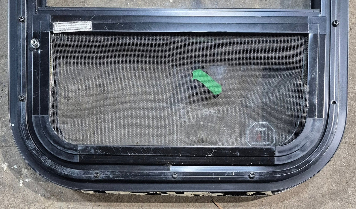 Used Black Radius Opening Window : 15 1/4" W x 15 1/4" H x 1 3/8" D