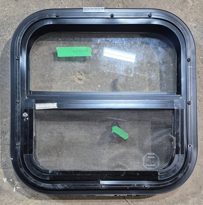 Used Black Radius Opening Window : 15 1/4" W x 15 1/4" H x 1 3/8" D