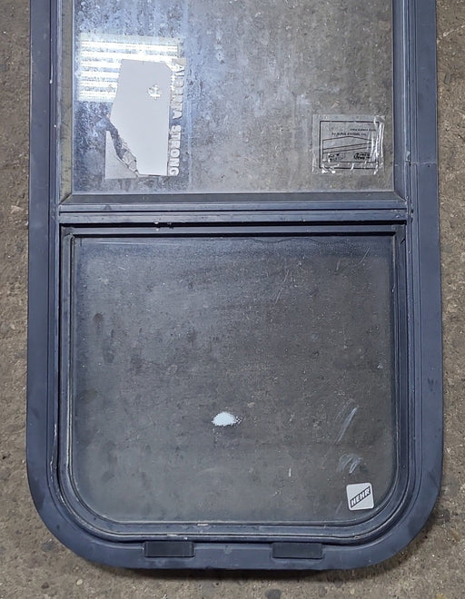 Used Black Radius Opening Window : 15" W x 41 3/4" H x 1 3/4" D - Young Farts RV Parts