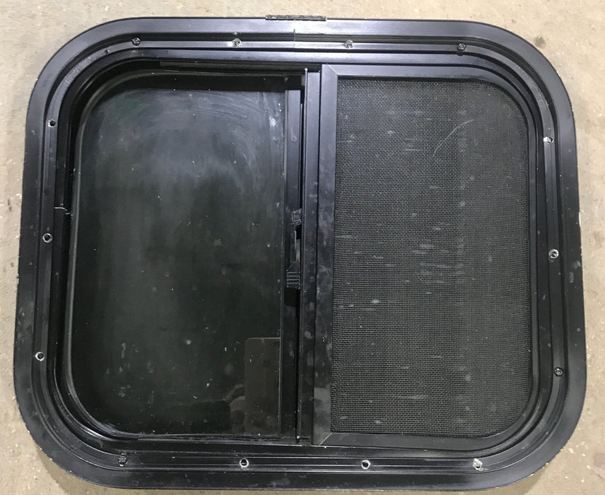 Used Black Radius Opening Window : 17 1/2" W x 14 1/2" H x 1 7/8" D