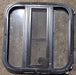 Used Black Radius Opening Window : 17 1/2" W x 17 1/2" H x 1 1/4" D - Young Farts RV Parts