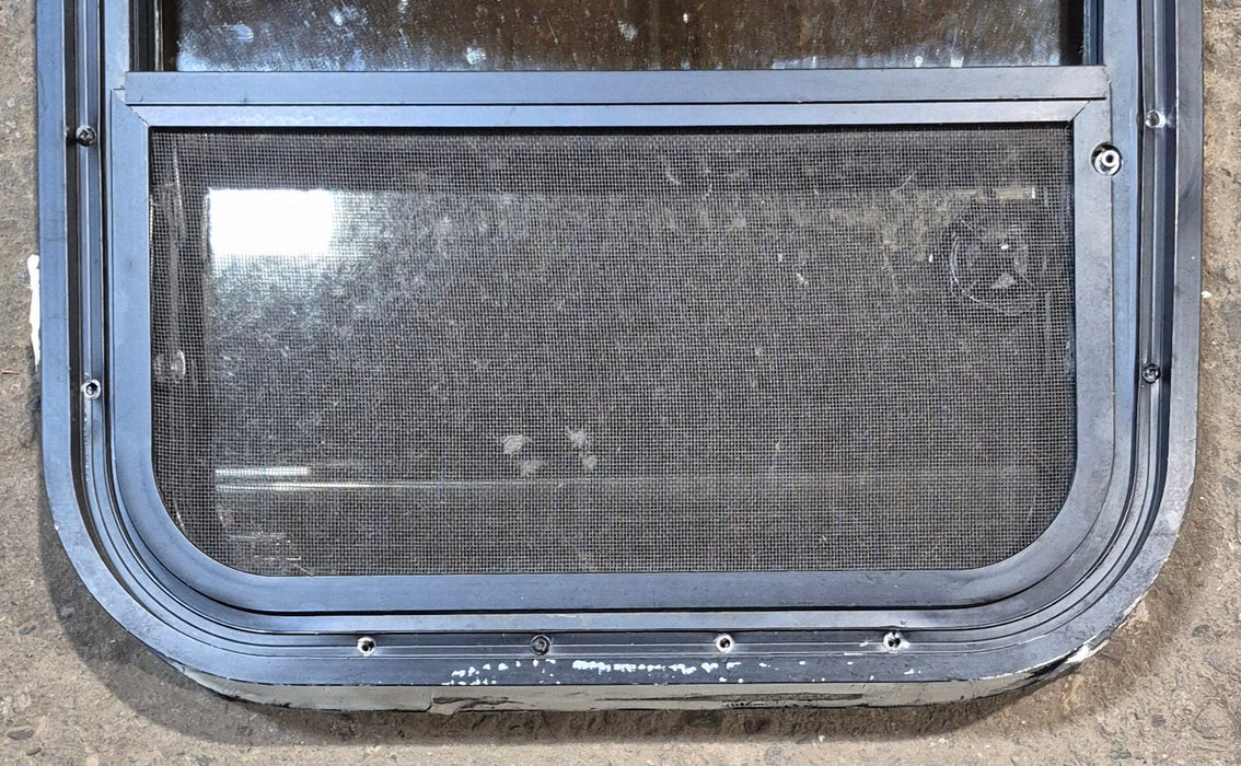 Used Black Radius Opening Window : 17 1/2" W x 21 1/2" H x 2" - Young Farts RV Parts