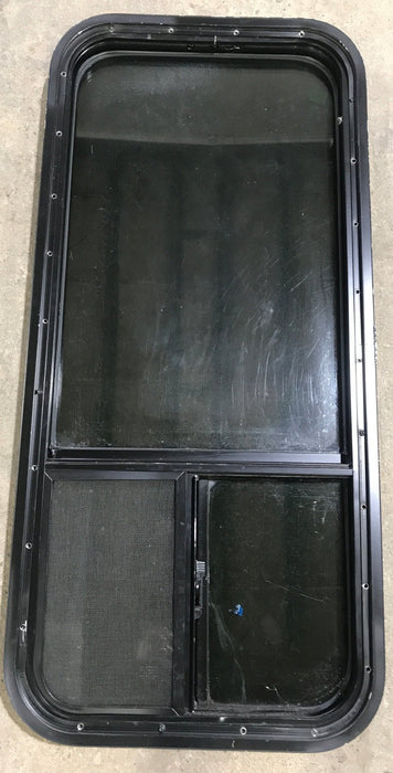 Used Black Radius Opening Window : 17 1/2" W x 39 1/2" H x 1 7/8" D