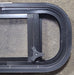 Used Black Radius Opening Window : 17 1/2" W x 8 1/2" H x 1 3/4" D - Young Farts RV Parts