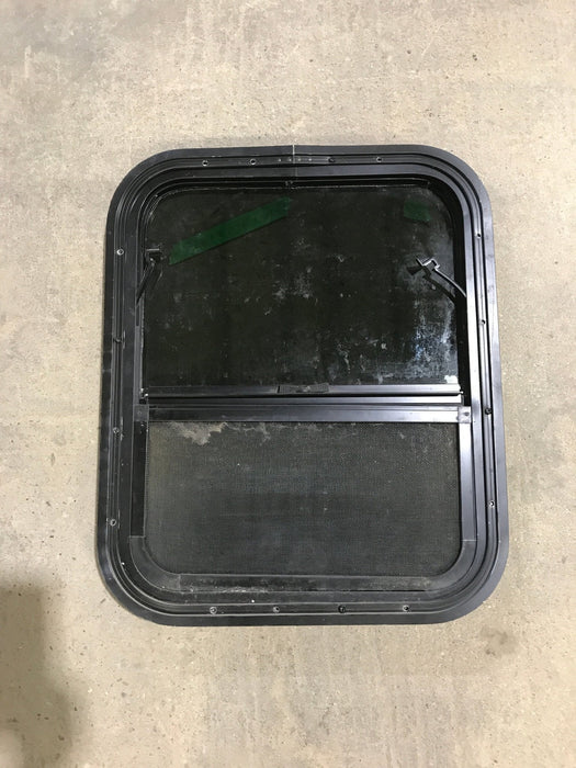 Used Black Radius Opening Window : 17.5" X 21.5" X 1.25" - Young Farts RV Parts