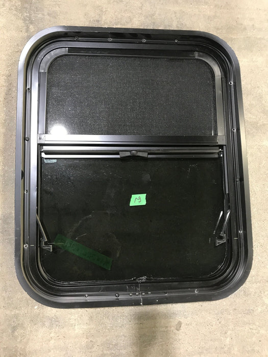Used Black Radius Opening Window : 21 1/2" W X 17 1/2" H X 1 3/4" D