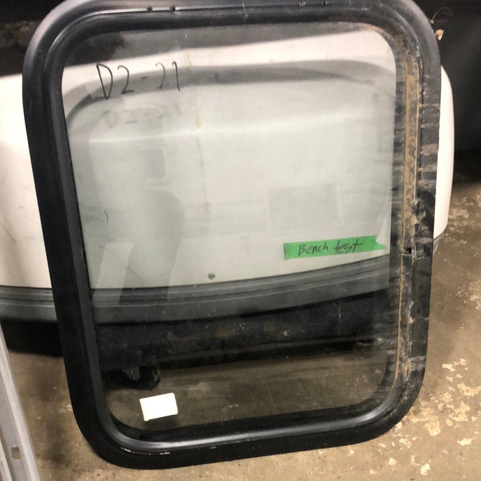 Used Black Radius Non Opening Window : 21 34" X 17 3/4" X 1 3/4" D