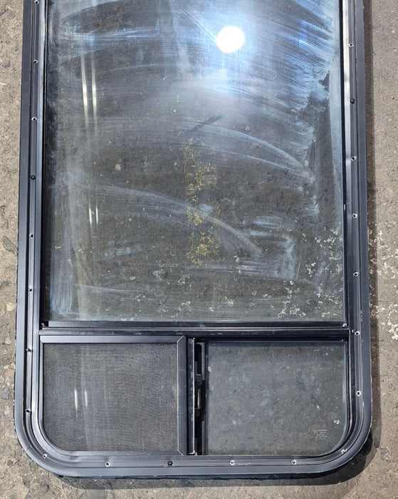 Used Black Radius Opening Window : 21 1/4" W x 47 1/4" H x 1 3/4" D - Young Farts RV Parts