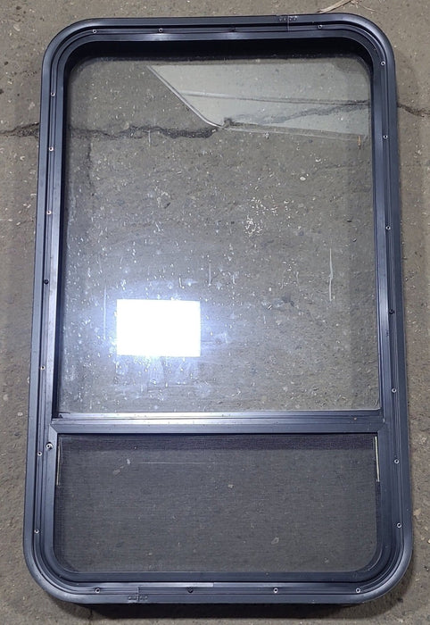 Used Black Radius Opening Window : 23 1/2" W x 39 1/2" H x 1 7/8" D - Young Farts RV Parts