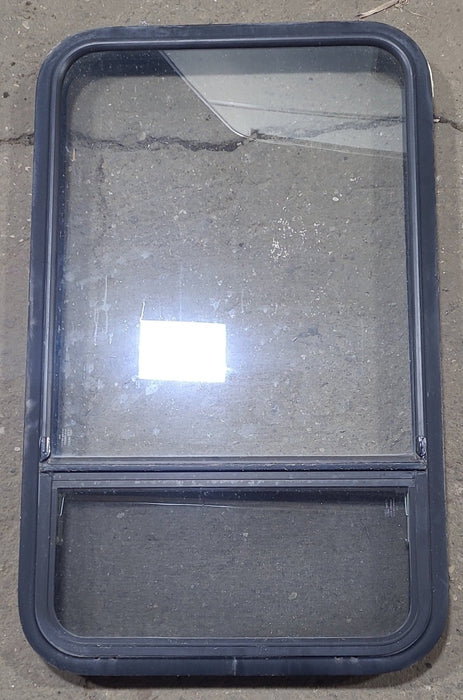 Used Black Radius Opening Window : 23 1/2" W x 39 1/2" H x 1 7/8" D - Young Farts RV Parts