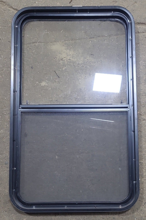 Used Black Radius Opening Window : 23 1/2" W x 39 1/4" H x 2" D - Young Farts RV Parts