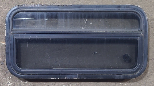 Used Black Radius Opening Window : 23 1/4" W x 14 1/4" H x 1 7/8" D - Young Farts RV Parts