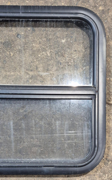 Used Black Radius Opening Window : 23 1/4" W x 21 1/4" H x 1 1/2" - Young Farts RV Parts