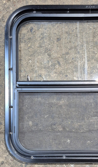 Used Black Radius Opening Window : 23 1/4" W x 21 1/4" H x 1 1/2" - Young Farts RV Parts