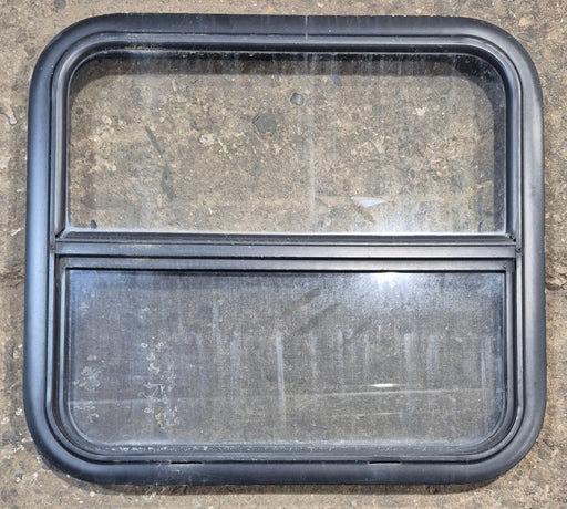 Used Black Radius Opening Window : 23 1/4" W x 21 1/4" H x 1 1/2" - Young Farts RV Parts