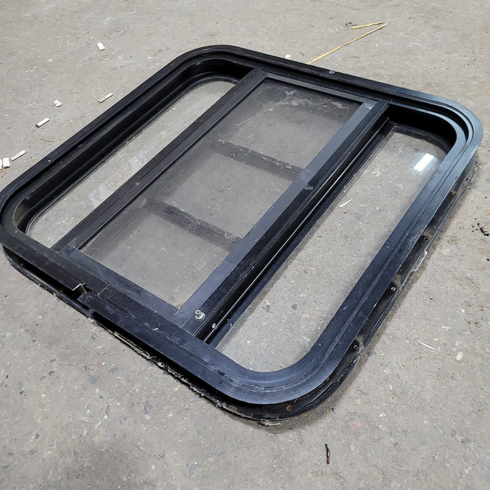 Used Black Radius Opening Window : 23 3/4" X 22 1/2" X 2" D - Young Farts RV Parts