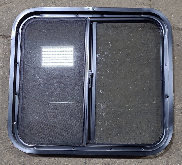 Used Black Radius Opening Window : 24 1/4" W x 21 3/4" H x 1 3/4" D