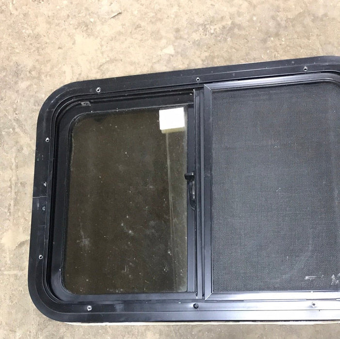 Used Black Radius Opening Window : 24 1/4" X 17 1/2" X 2" D - Young Farts RV Parts