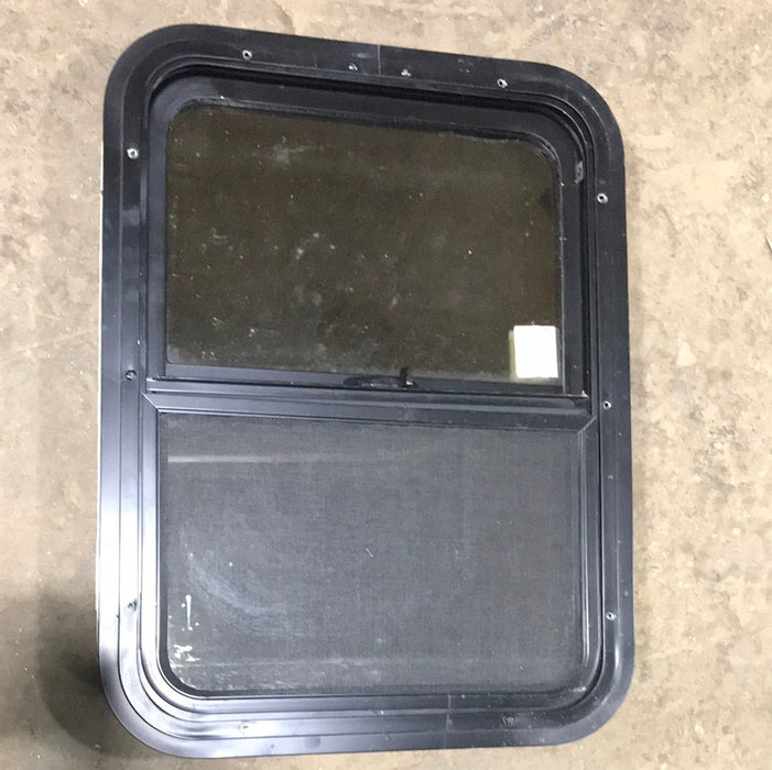 Used Black Radius Opening Window : 24 1/4" X 17 1/2" X 2" D - Young Farts RV Parts