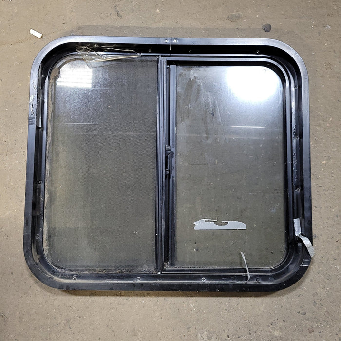 Used Black Radius Opening Window : 24 1/4" X 21 3/4" X 2" D - Young Farts RV Parts