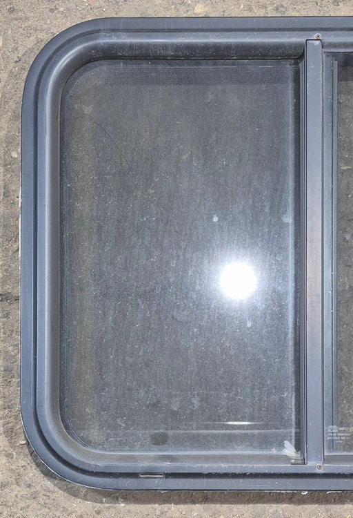 Used Black Radius Opening Window : 25 1/2" W x 20" H x 1 3/4" - Young Farts RV Parts