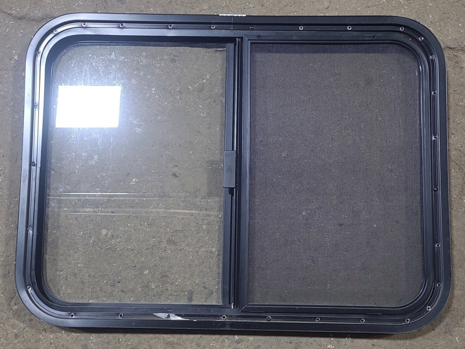 Used Black Radius Opening Window : 29 1/2" W x 21 1/2" H x 1 1/8" D - Young Farts RV Parts