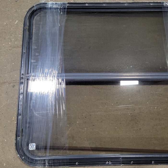 Used Black Radius Opening Window : 29 1/2" W X 34 3/4" H X 2" D - Young Farts RV Parts
