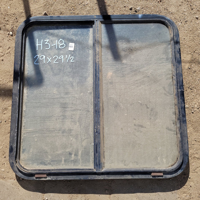 Used Black Radius Opening Window : 29 1/2 X 29 X 2" D - Young Farts RV Parts