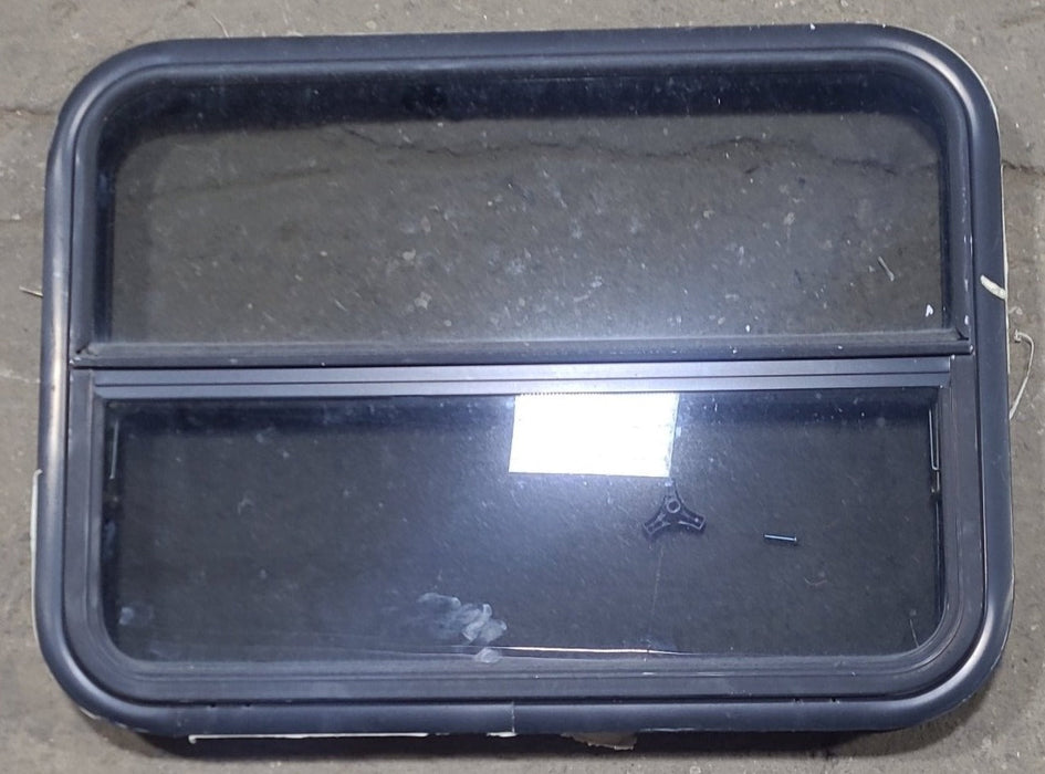 Used Black Radius Opening Window : 29 1/4" W x 21 1/2" H x 1 7/8" D - Young Farts RV Parts