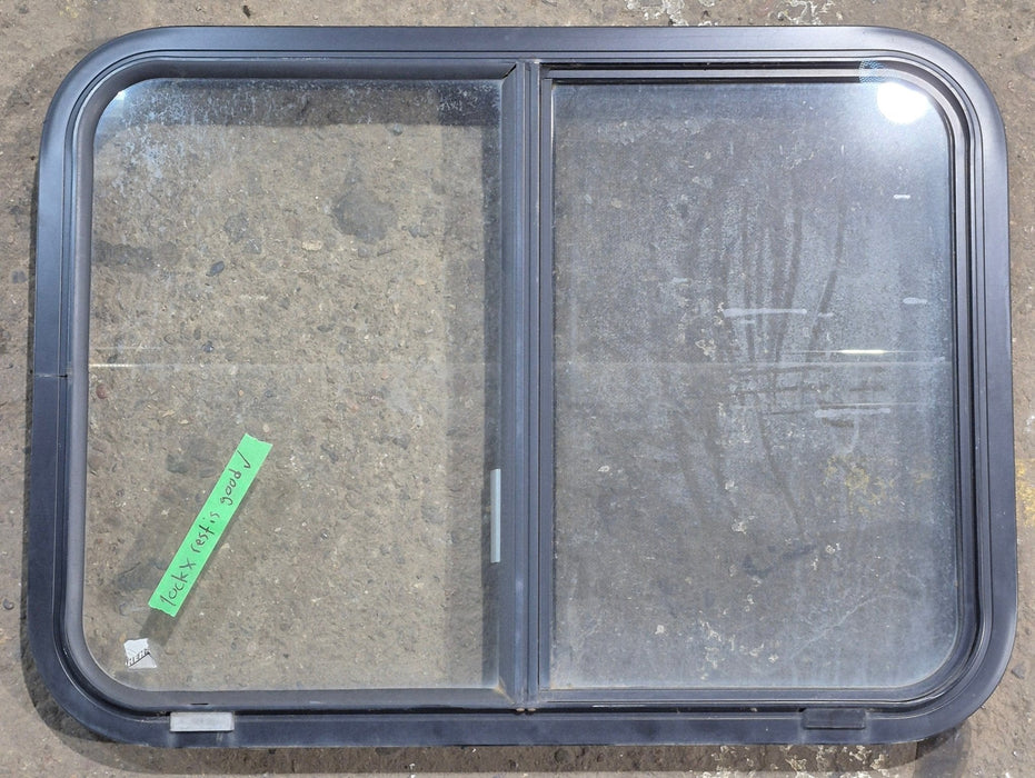 Used Black Radius Opening Window : 29 1/4" W x 21 1/4" H x 1 3/4" D - Young Farts RV Parts