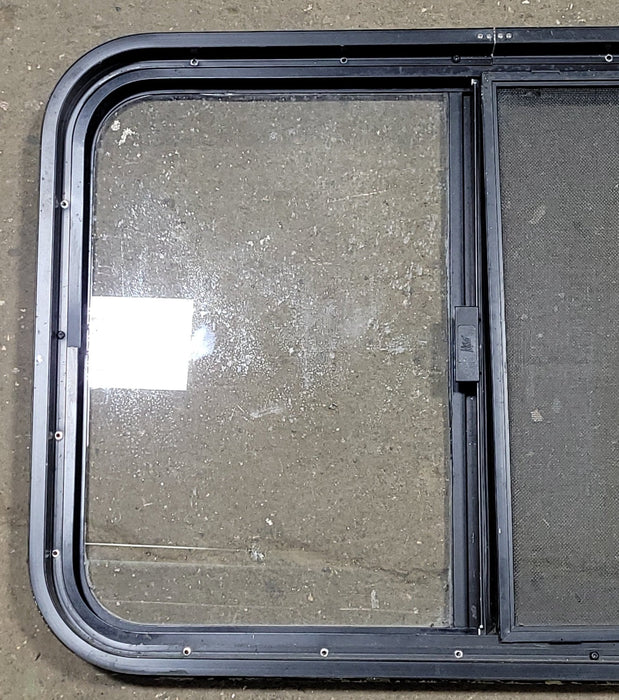 Used Black Radius Opening Window : 29 3/8" W X 21 1/2" H X 2" D - Young Farts RV Parts