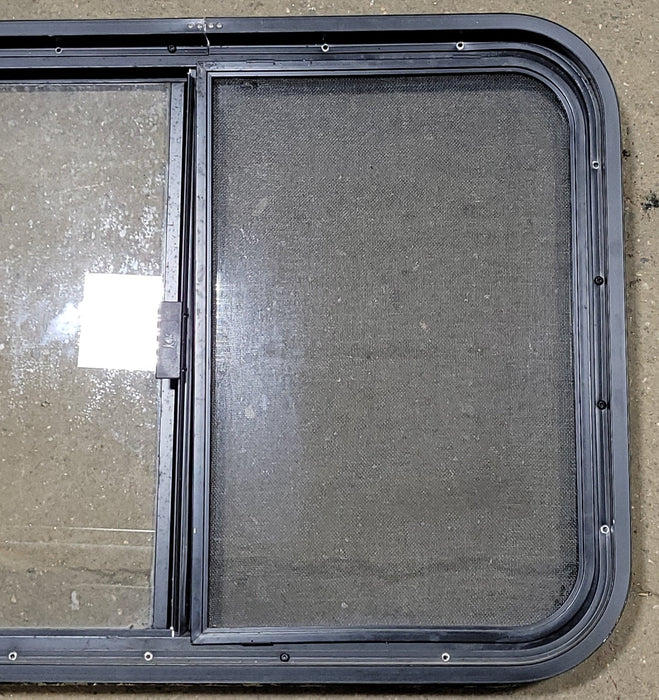 Used Black Radius Opening Window : 29 3/8" W X 21 1/2" H X 2" D - Young Farts RV Parts