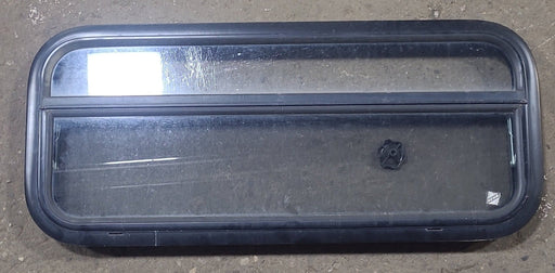 Used Black Radius Opening Window : 35 1/2" W x 14 1/4" H x 2" D - Young Farts RV Parts