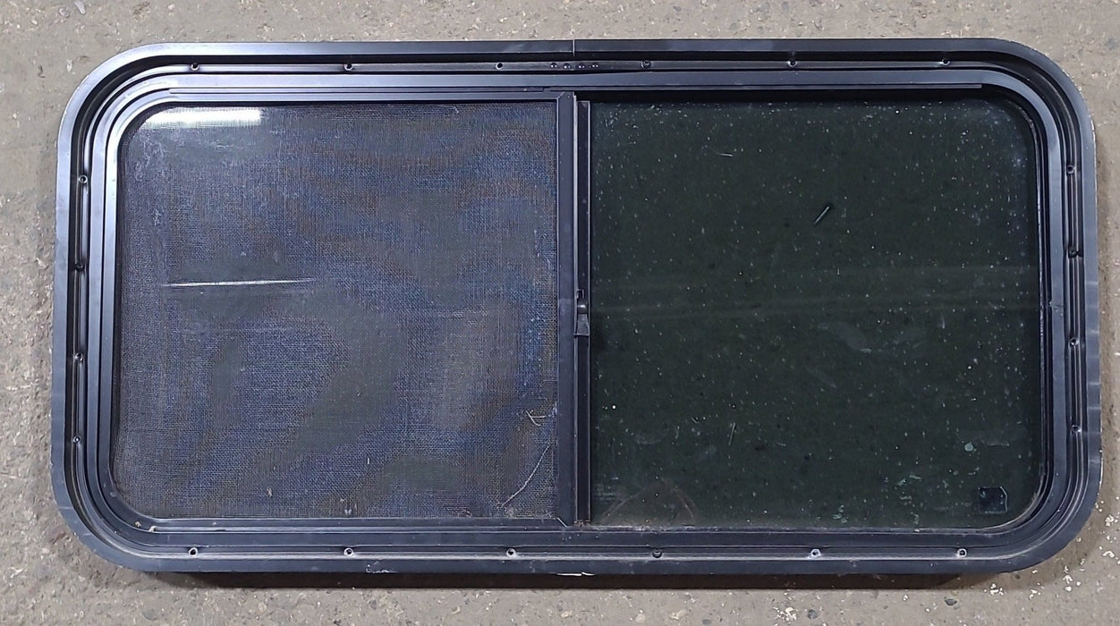 Used Black Radius Opening Window : 35 1/2" W x 17 1/2" H x 1 7/8" D