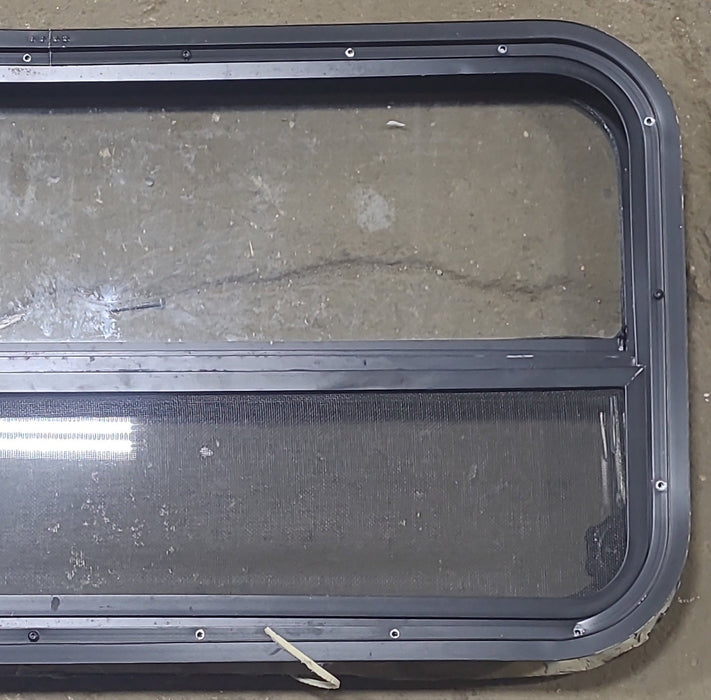 Used Black Radius Opening Window : 35 1/2" W X 17 1/4" H X 1 3/4" D