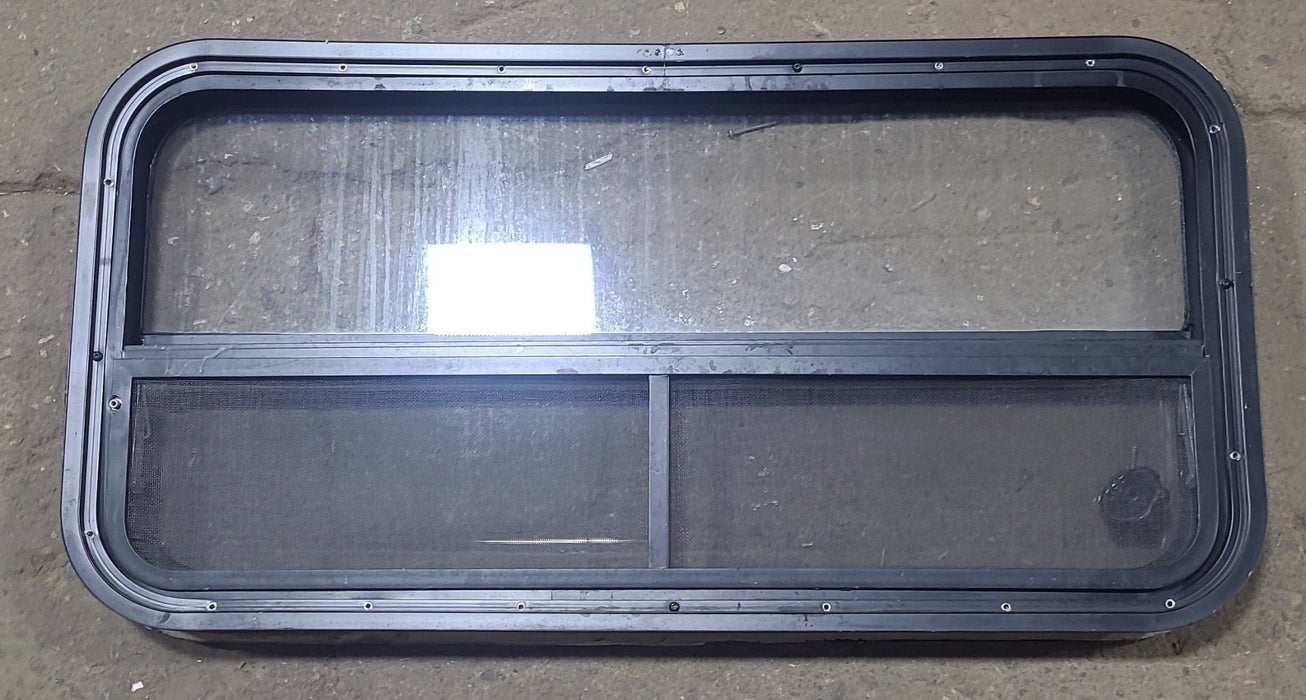Used Black Radius Opening Window : 35 1/2" W X 17 1/4" H X 1 3/4" D