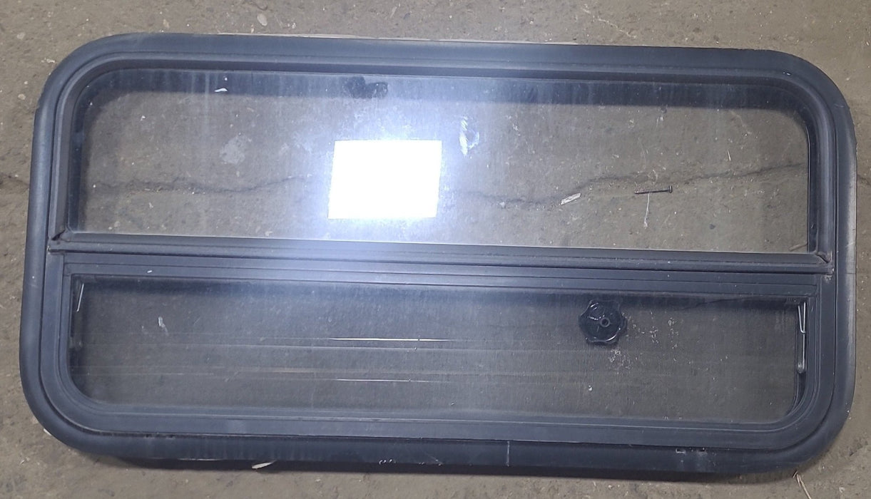 Used Black Radius Opening Window : 35 1/2" W X 17 1/4" H X 1 3/4" D